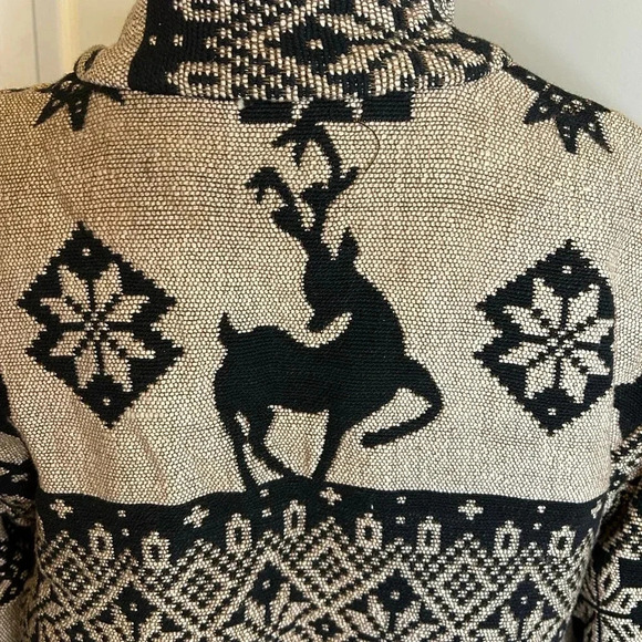 hoKus poKus Vintage Y2K Tapestry Jacket Coat Winter Deer‎ Pattern, Size L Crop - Picture 5 of 8
